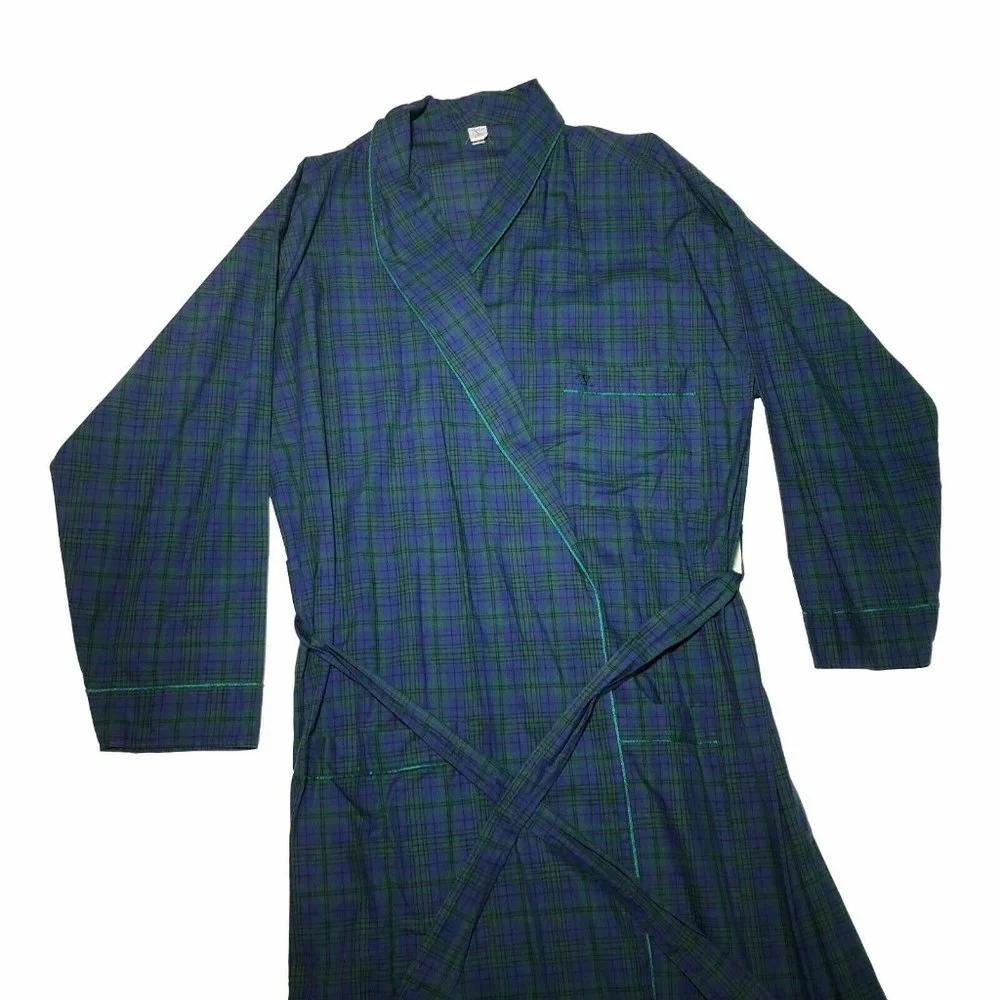 Vintage 1990s 90s Y2K Mall Goth Grunge Valentino Plaid Blue and Green Robe Rare - Picture 4 of 6